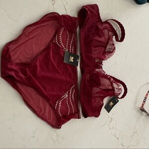 Wacoal Burgundy NWT 40D BRA and NWT Panty L Large